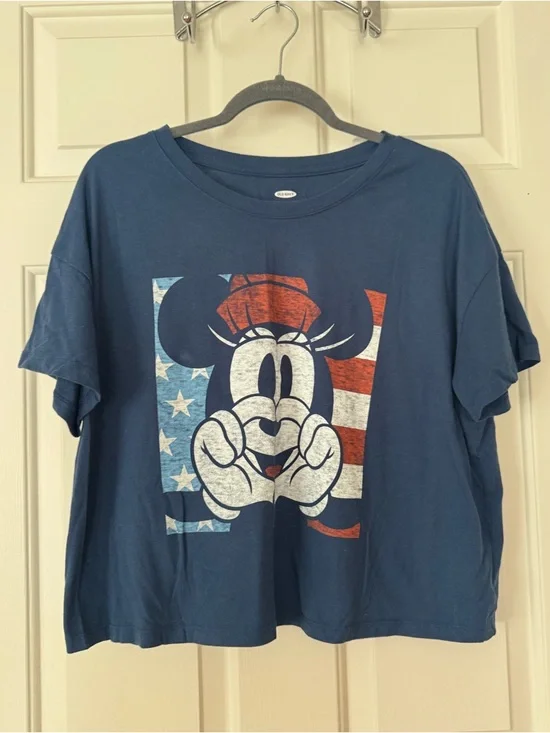 Disney Old Navy Minnie Mouse Americana Crop T-Shirt, XL - Picture 1 of 5